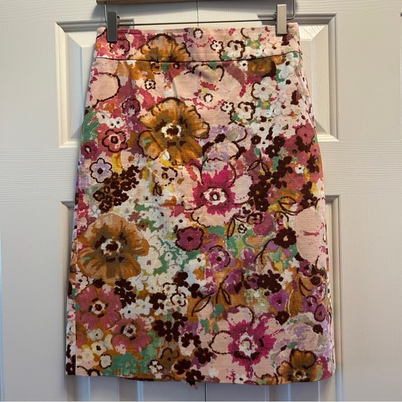J. Crew Pink Floral Cotton Pencil Skirt - Picture 1 of 5